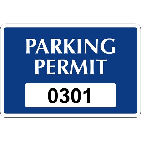 Lustre-Cal Repositionable Parking Permit Dark Blue 3in x 2in  Serialized 301-350, 50PK 253411Py1Bd0301